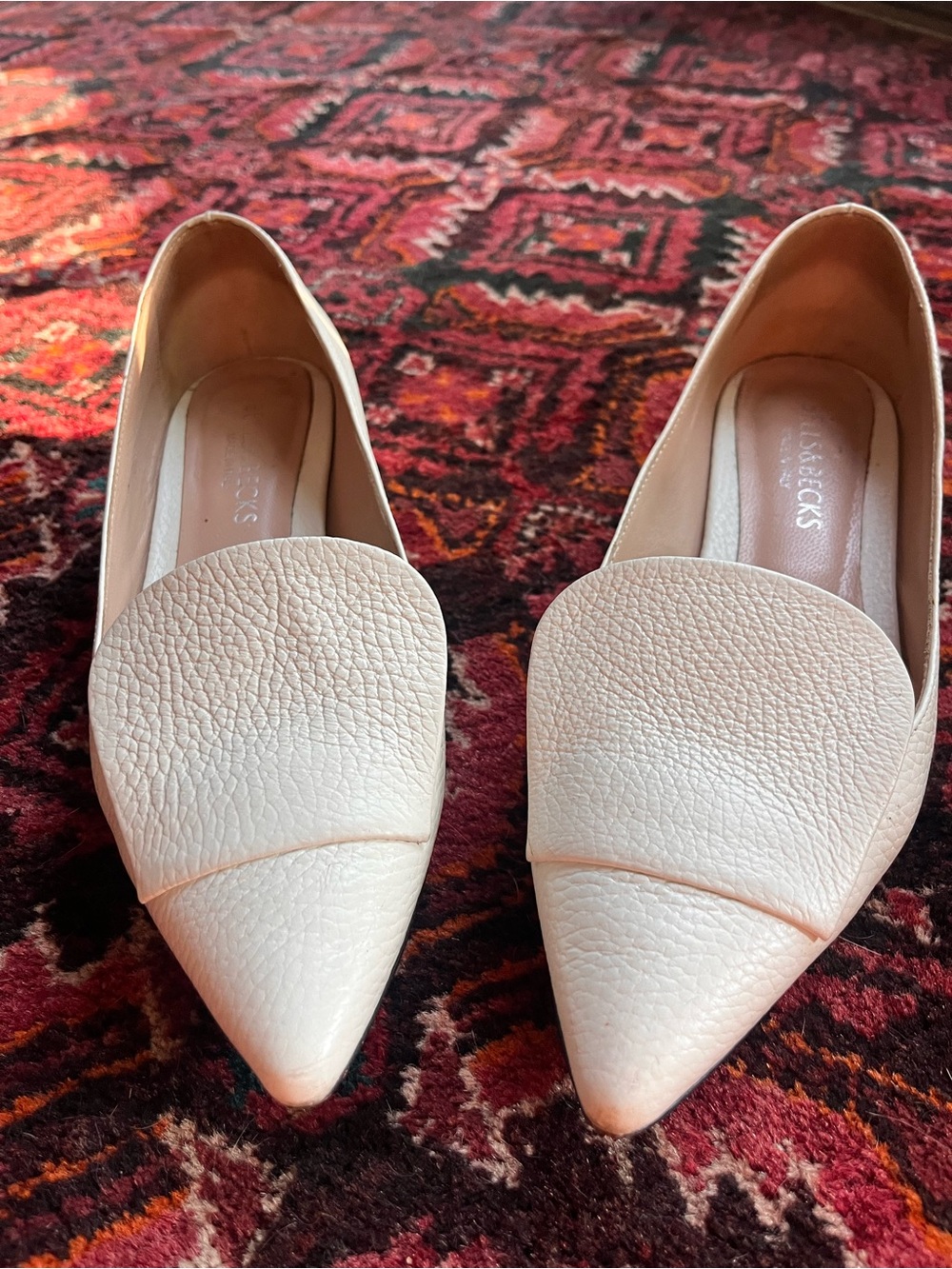 Bells & Becks Italian Pointed-Toe Women's Flats in White - Sleek QUALITY!